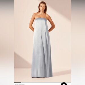 Shona Joy Strapless Gown in Silver Gray